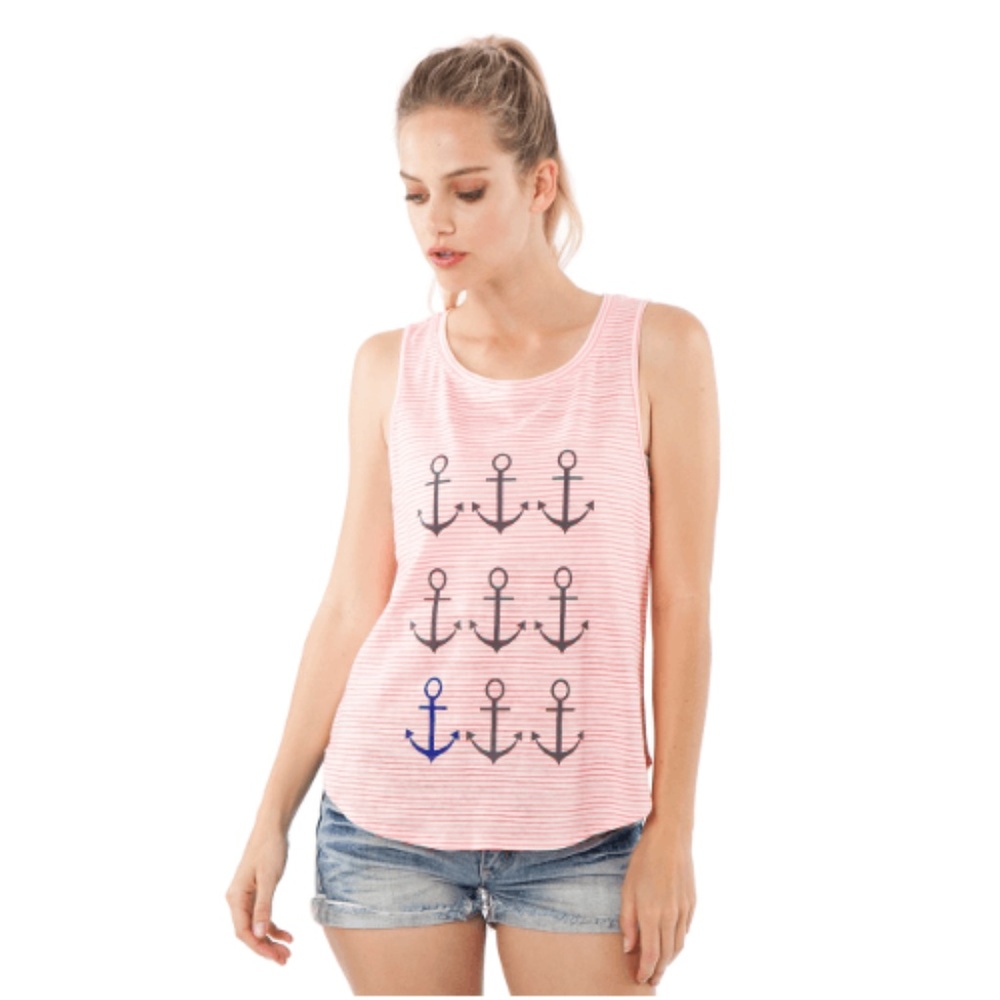 Anchor Muscle Tank Striped High Low Top